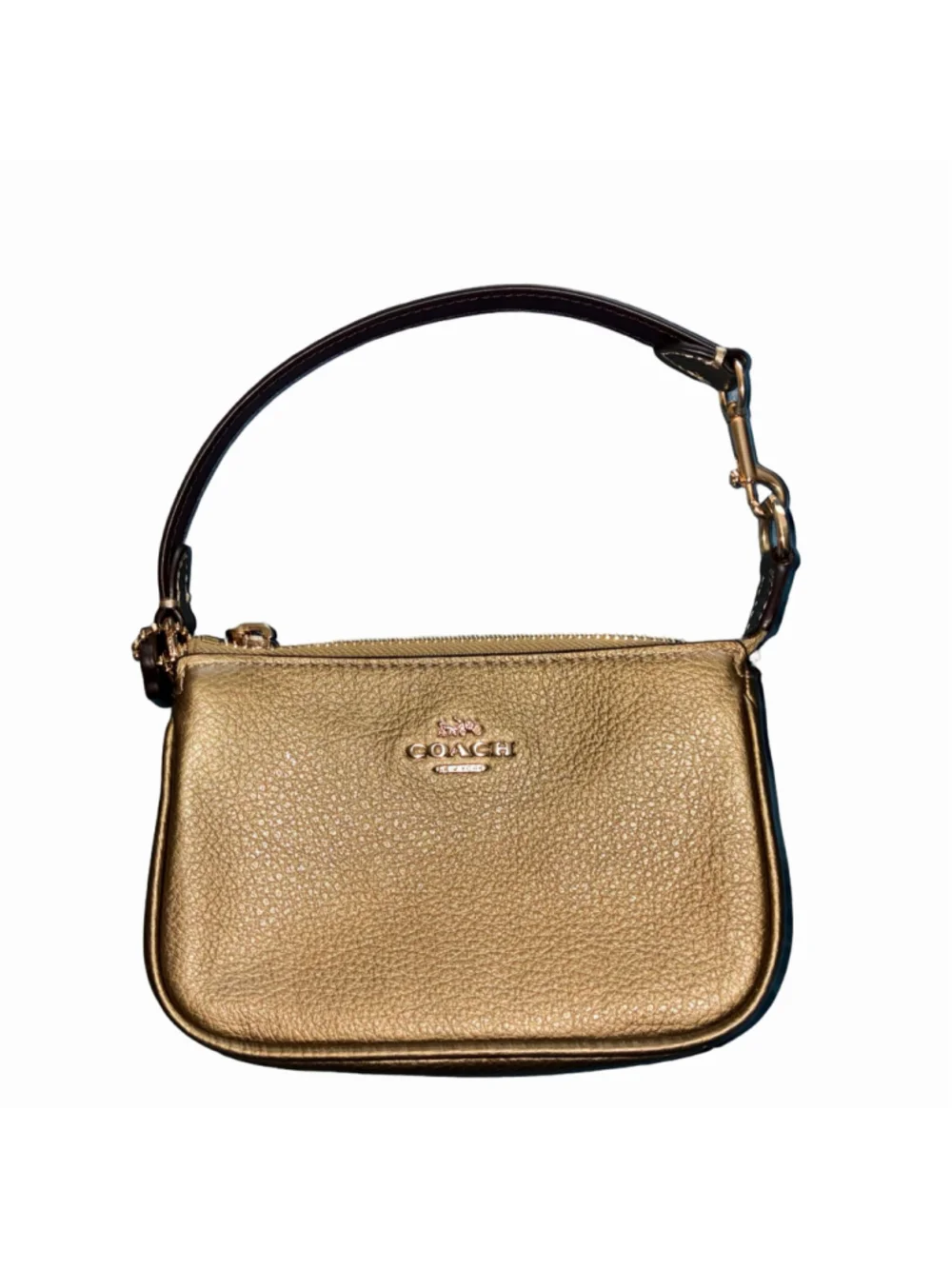 Women's Coach Nolita 15 Wristlet Clutch, Pyrite Metallic Gold Pebbled Leather